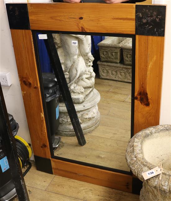 A modern yew framed wall mirror W.87cm